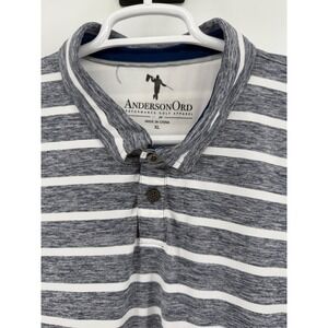 Anderson Ord Performance Golf Polo Men's XL Gray White Stripe‎ Short Sleeve